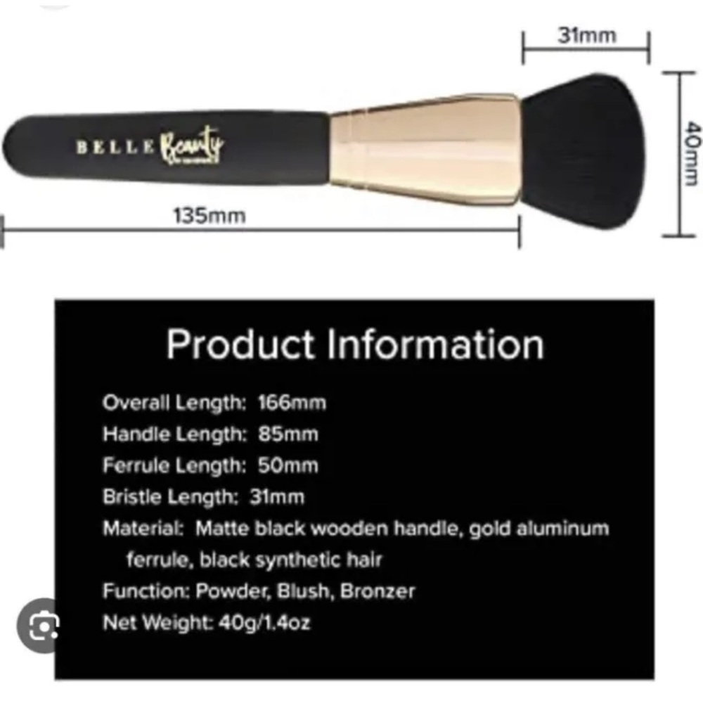 NEW, BELLE Beauty KIM GRAVEL Powder Brush - Picture 3 of 5